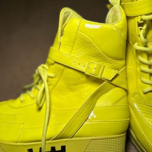 Neon Yellow Combat Boots with Straps size 11 - Picture 2 of 5